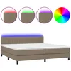 Image de vidaXL Sommier tapissier et matelas et LED Taupe 200x200 cm Tissu