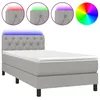 Image de vidaXL Sommier tapissier avec matelas et LED Gris clair 80x200cm Tissu