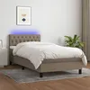 Image de vidaXL Sommier tapissier avec matelas et LED Taupe 90x190 cm Tissu