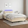 Image de vidaXL Sommier tapissier avec matelas et LED CrÃ¨me 120x200 cm Tissu