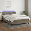 Image de vidaXL Sommier tapissier avec matelas et LED Taupe 140x200 cm Tissu