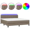 Image de vidaXL Sommier tapissier avec matelas et LED Taupe 160x200 cm Tissu