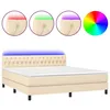 Image de vidaXL Sommier tapissier avec matelas et LED CrÃ¨me 160x200 cm Tissu