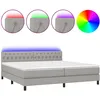 Image de vidaXL Sommier tapissier matelas et LED Gris clair 200x200 cm Tissu