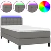 Image de vidaXL Sommier tapissier avec matelas et LED Gris foncÃ© 90x200cm Tissu