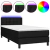 Image de vidaXL Sommier tapissier avec matelas et LED Noir 90x200 cm Tissu