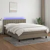 Image de vidaXL Sommier tapissier avec matelas et LED Taupe 140x190 cm Tissu