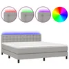 Image de vidaXL Sommier tapissier matelas et LED Gris clair 160x200 cm Tissu