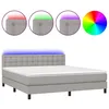 Image de vidaXL Sommier tapissier et matelas et LED Gris clair 180x200 cm Tissu
