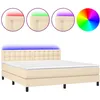 Image de vidaXL Sommier tapissier avec matelas et LED CrÃ¨me 180x200 cm Tissu
