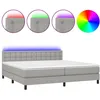 Image de vidaXL Sommier tapissier matelas et LED Gris clair 200x200 cm Tissu