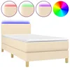 Image de vidaXL Sommier tapissier avec matelas et LED CrÃ¨me 80x200cm Tissu