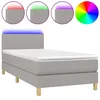 Image de vidaXL Sommier tapissier avec matelas et LED Gris clair 90x200cm Tissu