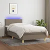 Image de vidaXL Sommier tapissier avec matelas et LED Taupe 100x200 cm Tissu