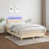 Image de vidaXL Sommier tapissier avec matelas et LED CrÃ¨me 120x200 cm Tissu