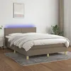 Image de vidaXL Sommier tapissier avec matelas et LED Taupe 140x190 cm Tissu