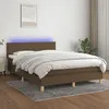 Image de vidaXL Sommier tapissier matelas et LED Marron foncÃ© 140x200 cm Tissu
