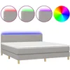 Image de vidaXL Sommier tapissier matelas et LED Gris clair 160x200 cm Tissu