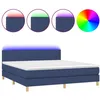 Image de vidaXL Sommier tapissier avec matelas et LED Bleu 180x200 cm Tissu