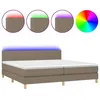 Image de vidaXL Sommier tapissier et matelas et LED Taupe 200x200 cm Tissu