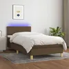 Image de vidaXL Sommier tapissier matelas et LED Marron foncÃ© 100x200cm Tissu