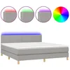 Image de vidaXL Sommier tapissier et matelas et LED Gris clair 180x200 cm Tissu