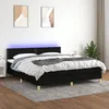 Image de vidaXL Sommier tapissier avec matelas et LED Noir 180x200 cm Tissu