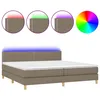 Image de vidaXL Sommier tapissier et matelas et LED Taupe 200x200 cm Tissu