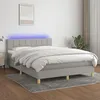 Image de vidaXL Sommier tapissier et matelas et LED Gris clair 140x190 cm Tissu