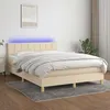 Image de vidaXL Sommier tapissier avec matelas et LED CrÃ¨me 140x200 cm Tissu