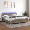 Image de vidaXL Sommier tapissier avec matelas et LED Taupe 160x200 cm Tissu