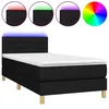 Image de vidaXL Sommier tapissier avec matelas et LED Noir 90x200 cm Tissu