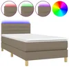 Image de vidaXL Sommier tapissier avec matelas et LED Taupe 90x200 cm Tissu