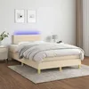 Image de vidaXL Sommier tapissier avec matelas et LED CrÃ¨me 120x200 cm Tissu
