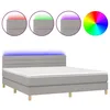 Image de vidaXL Sommier tapissier et matelas et LED Gris clair 180x200 cm Tissu