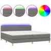 Image de vidaXL Sommier tapissier et matelas et LED Gris foncÃ© 200x200 cm Tissu