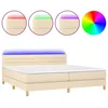 Image de vidaXL Sommier tapissier et matelas et LED CrÃ¨me 200x200 cm Tissu