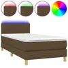 Image de vidaXL Sommier tapissier et matelas et LED Marron foncÃ© 80x200cm Tissu