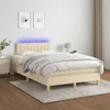Image de vidaXL Sommier tapissier avec matelas et LED CrÃ¨me 120x200 cm Tissu