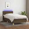 Image de vidaXL Sommier tapissier et matelas et LED Marron foncÃ© 90x190cm Tissu