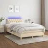 Image de vidaXL Sommier tapissier avec matelas et LED CrÃ¨me 120x200 cm Tissu