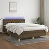 Image de vidaXL Sommier tapissier matelas et LED Marron foncÃ© 140x190 cm Tissu