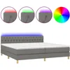 Image de vidaXL Sommier tapissier et matelas et LED Gris foncÃ© 200x200 cm Tissu