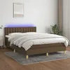 Image de vidaXL Sommier tapissier matelas et LED Marron foncÃ© 140x200 cm Tissu