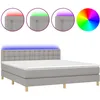 Image de vidaXL Sommier tapissier matelas et LED Gris clair 160x200 cm Tissu