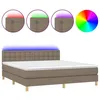 Image de vidaXL Sommier tapissier avec matelas et LED Taupe 160x200 cm Tissu