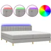 Image de vidaXL Sommier tapissier matelas et LED Gris clair 200x200 cm Tissu