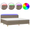 Image de vidaXL Sommier tapissier et matelas et LED Taupe 200x200 cm Tissu