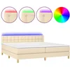 Image de vidaXL Sommier tapissier et matelas et LED CrÃ¨me 200x200 cm Tissu