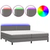 Image de vidaXL Sommier tapissier et matelas et LED Gris 200x200 cm Similicuir